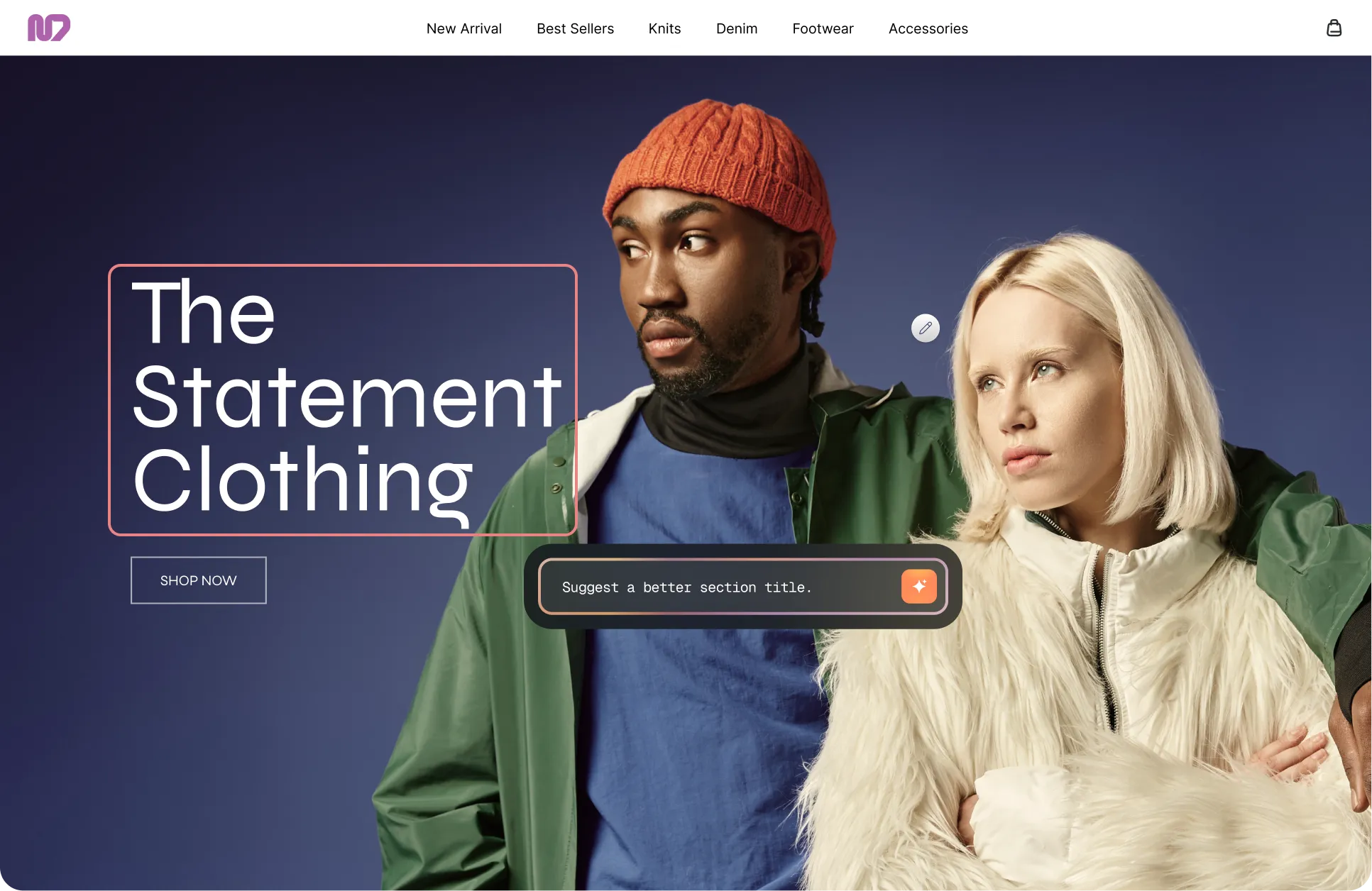 Preview of a live storefront built with Colossal's Storefront Builder